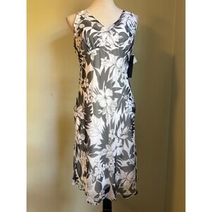 Black White Floral Midi Dress NWT y2k 6 retro resort boho whimsi dainty tropical